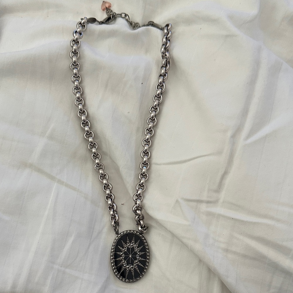 Sabika Silver and Black Pendant Necklace